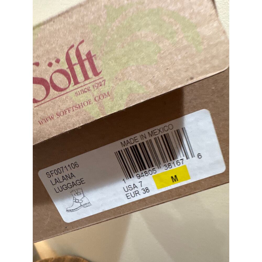 Sofft Lalana Blanket Detail Leather Engineer Boots Luggage Brown Women's 7 NIB - Picture 10 of 10